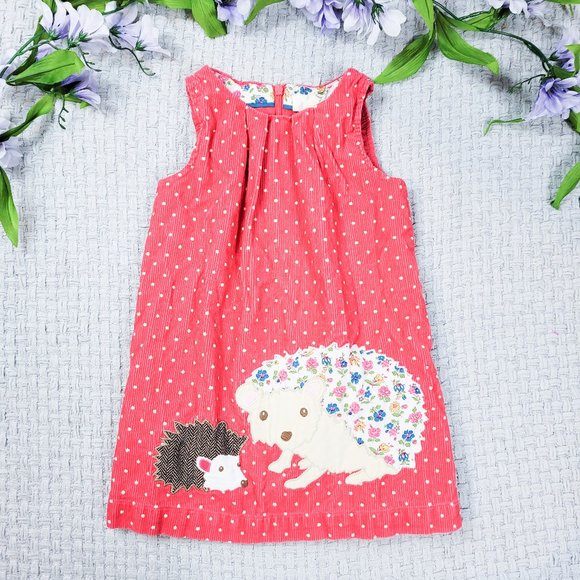 Mini Boden Other - Mini Boden toddler girl corduroy polka dot hedgehog jumper dress
